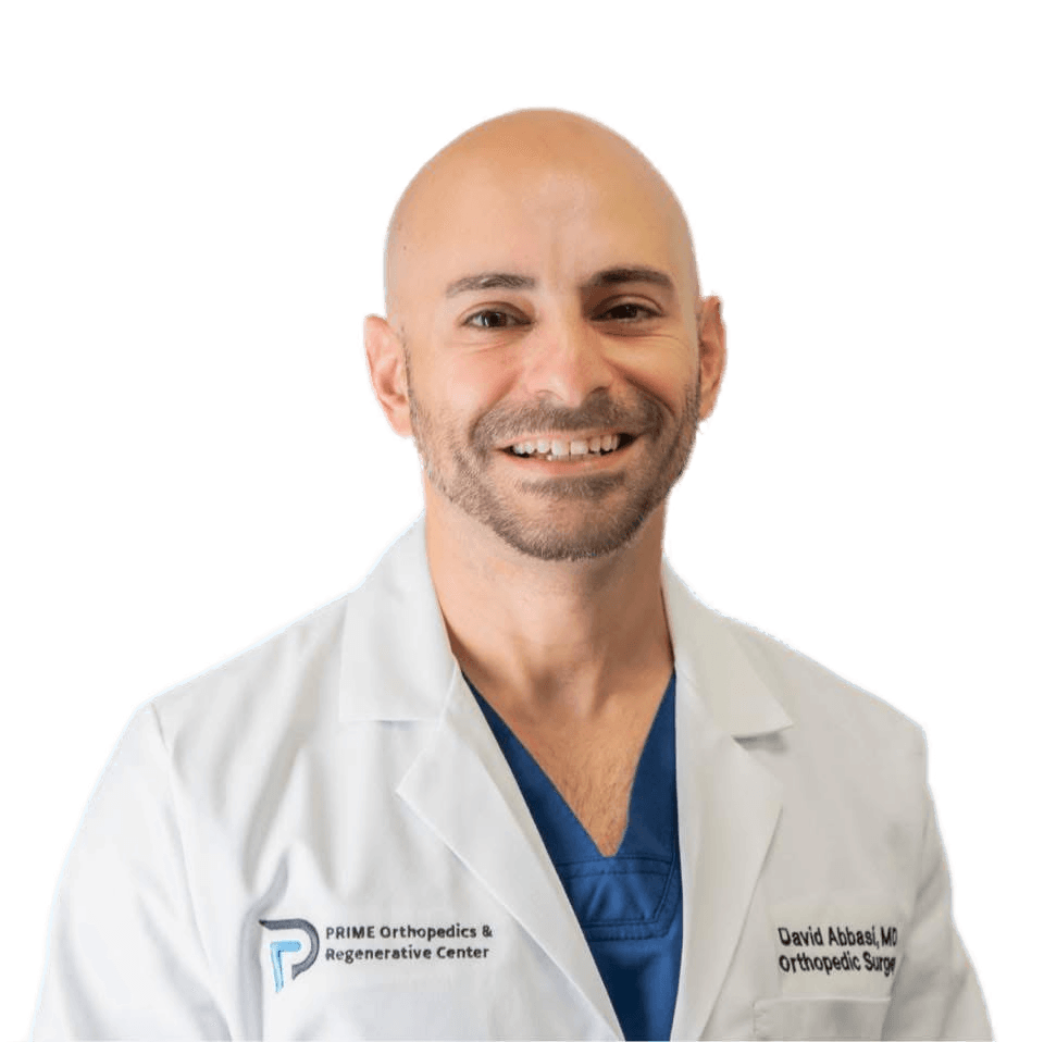 Dr. David Abbasi in his white coat
